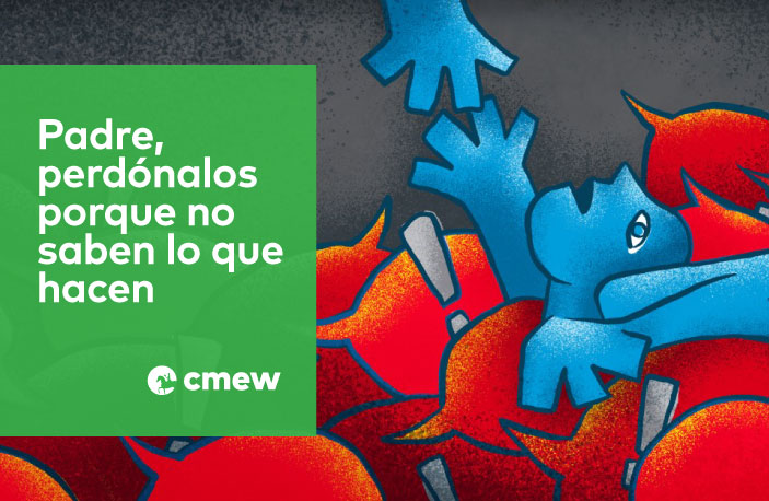 ...aparece en el relato de Lucas 23 precedida por unos versículos en los cuales se relata cómo la multitud pide que Barrabás sea liberado y vocifera a Pilatos que crucifique a Jesús.